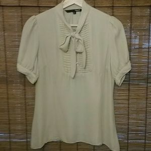 LIQUID Beautiful Tailored Tie Neck Blouse